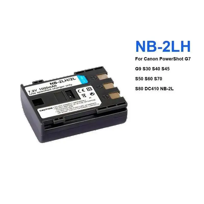 Camera Battery NB-2LH 1000Mah For Canon Powershot G7 G9 S30 S40 S45 S50 S60 S70 S80 DC410 NB-2L