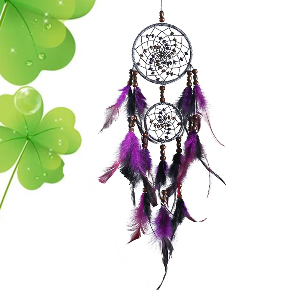 

Two Rings Colorful Dream Catcher Handmade Wall Hanging Decoration Pendant Bedroom Living Room Car Mascot Gifts