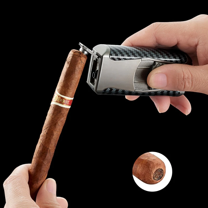 ولاعة سيجار إبداعية متعددة الوظائف خمسة في واحد، أداة ولاعة سجائر معدنية مقاومة للرياح وثلاثة حرائق مباشرة، هدية للرجال