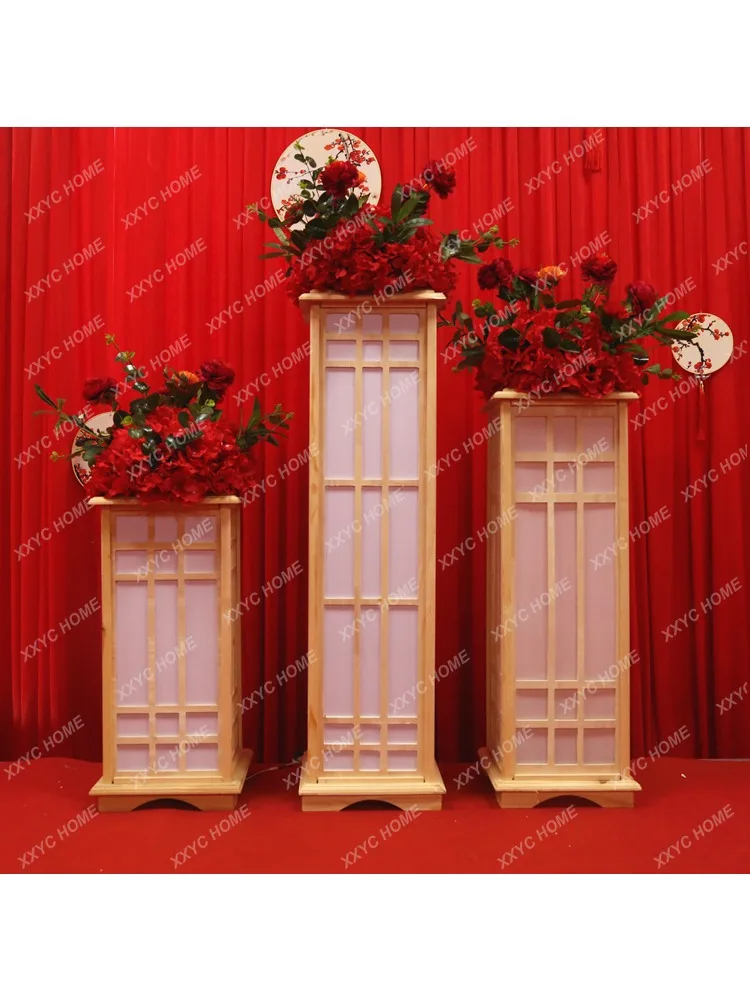 Wedding Props Chinese Style Wedding Wooden Road Lead Light Square Column New Chinese Style Wedding Decoration Decoration