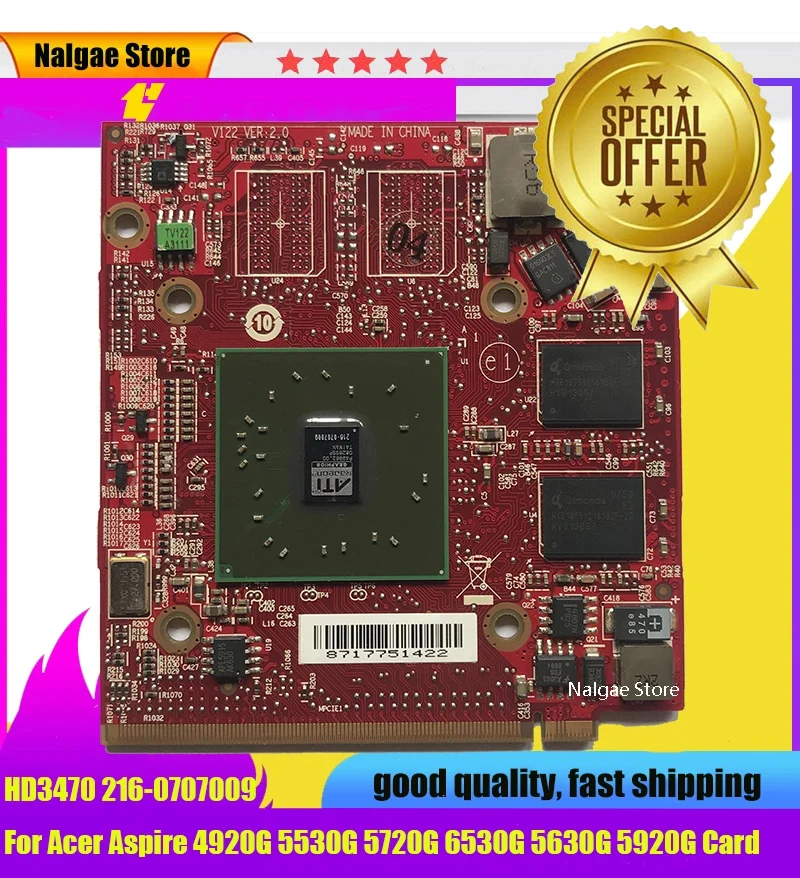 

For Acer Aspire 4920G 5530G 5720G 6530G 5630G 5920G For ATI Mobility Radeon HD3470 HD 3470 256MB Video Graphics Card