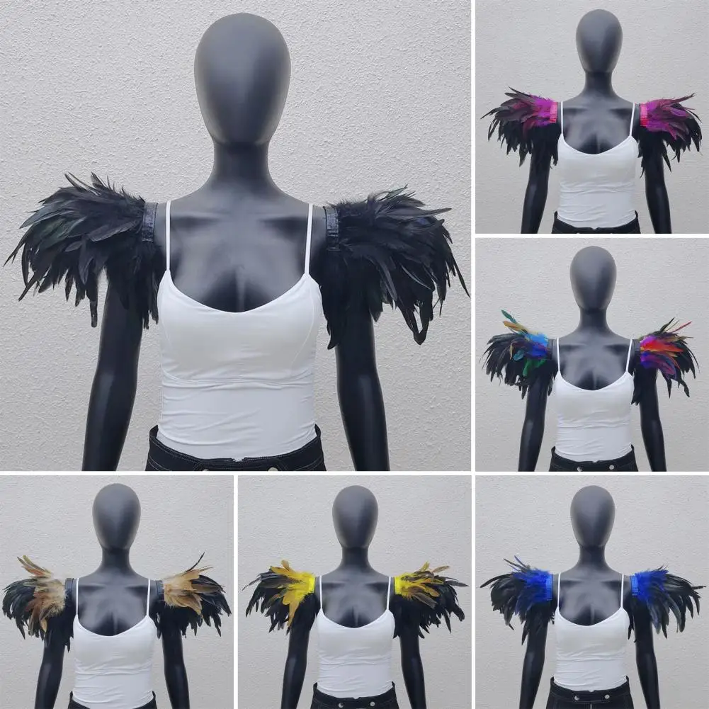 Faux Feather Shawl Faux Feather Wrap Cosplay Feather Shrug Shawl Cape Set for Halloween Party Stage Performance Adjustable Band