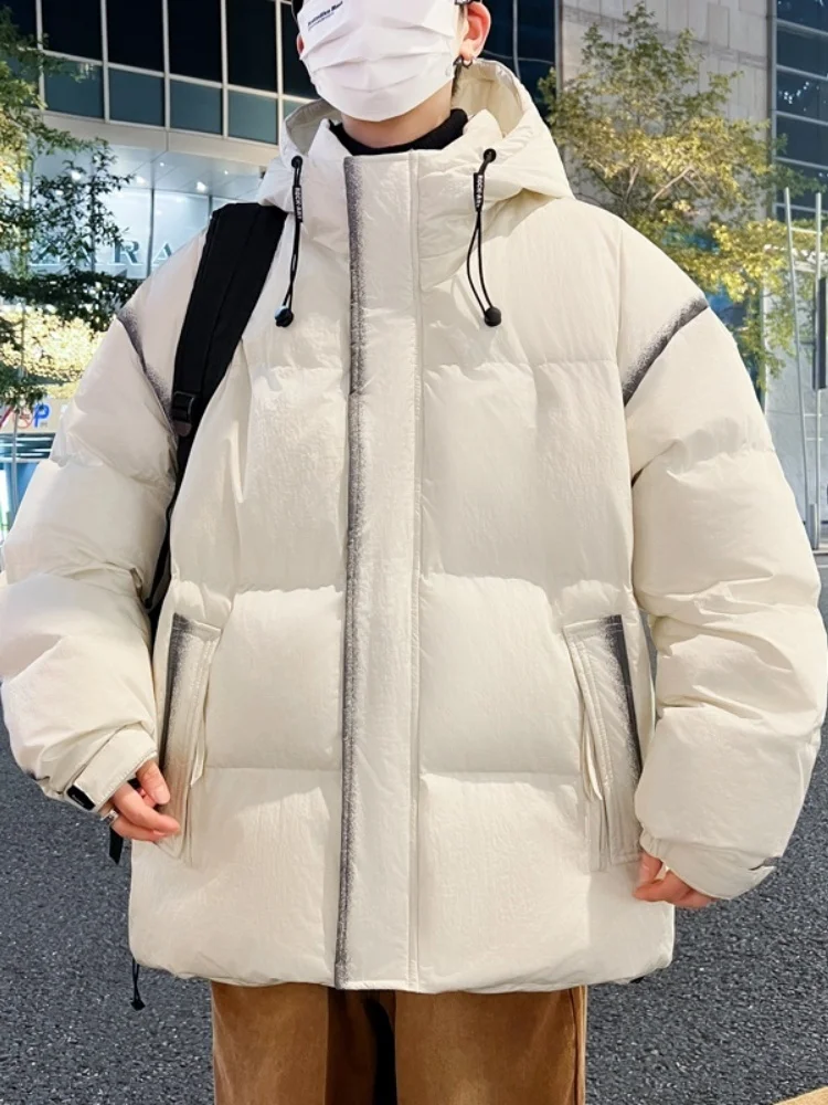 

Мужская легкая пуховая куртка 2024 года, новая зимняя белая куртка с капюшоном из утиного пуха, теплая, морозостойкая, для подростков