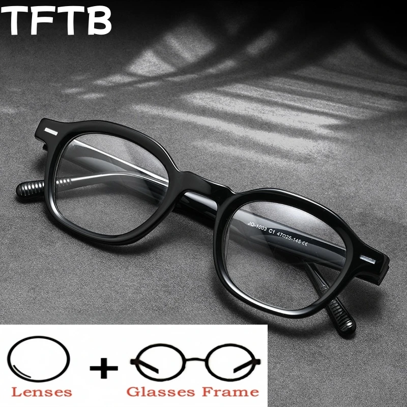 

TFTB Men's Retro Oval Optical Prescription Glasses Myopia Hyperopia Progressive Recipe Eyewear Blue Light Blocking UV400 143mm