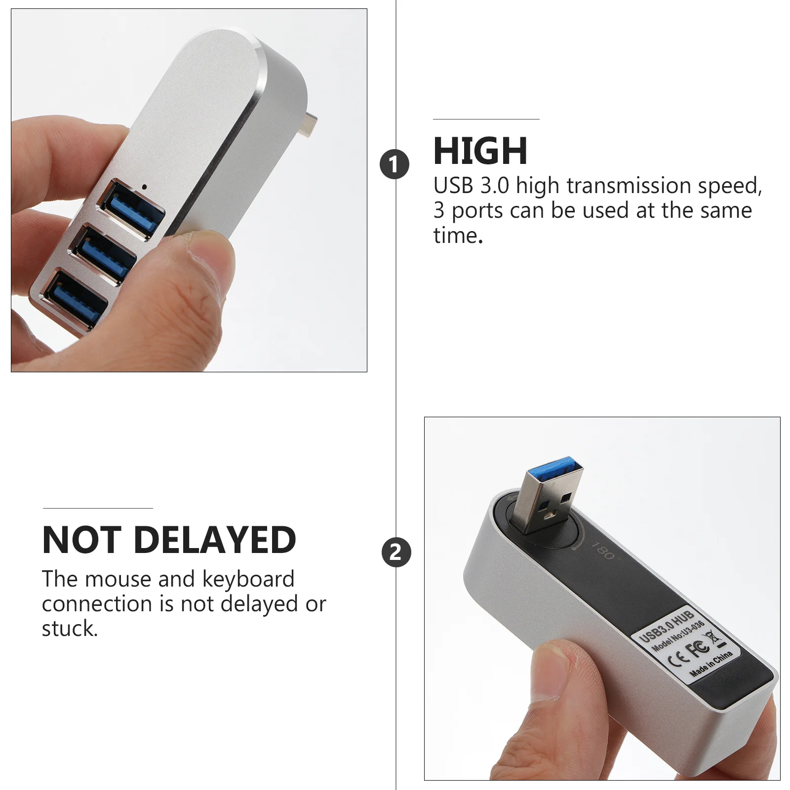 

Вращающийся концентратор USB 3.0 из алюминиевого сплава ABS, передача данных на 180 градусов, держатель зарядной док-станции, 3-портовый адаптер расширения, многофункциональный