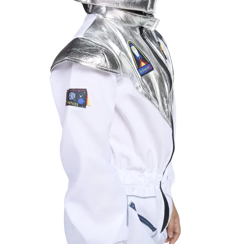 New Year Boy Astronaut Costume White Space Astronaut Cosplay Jumpsuit Kids Halloween Christmas Party Fantasy Dress Up Gift