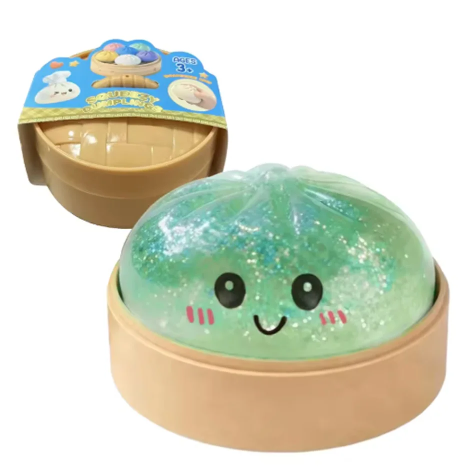 NEW Realistic Giant Dumpling Squeeze Toy with Bamboo Steamer Soft TPR Dough Ball Decompression Fidget Toy Creative Funny Gift - view 5