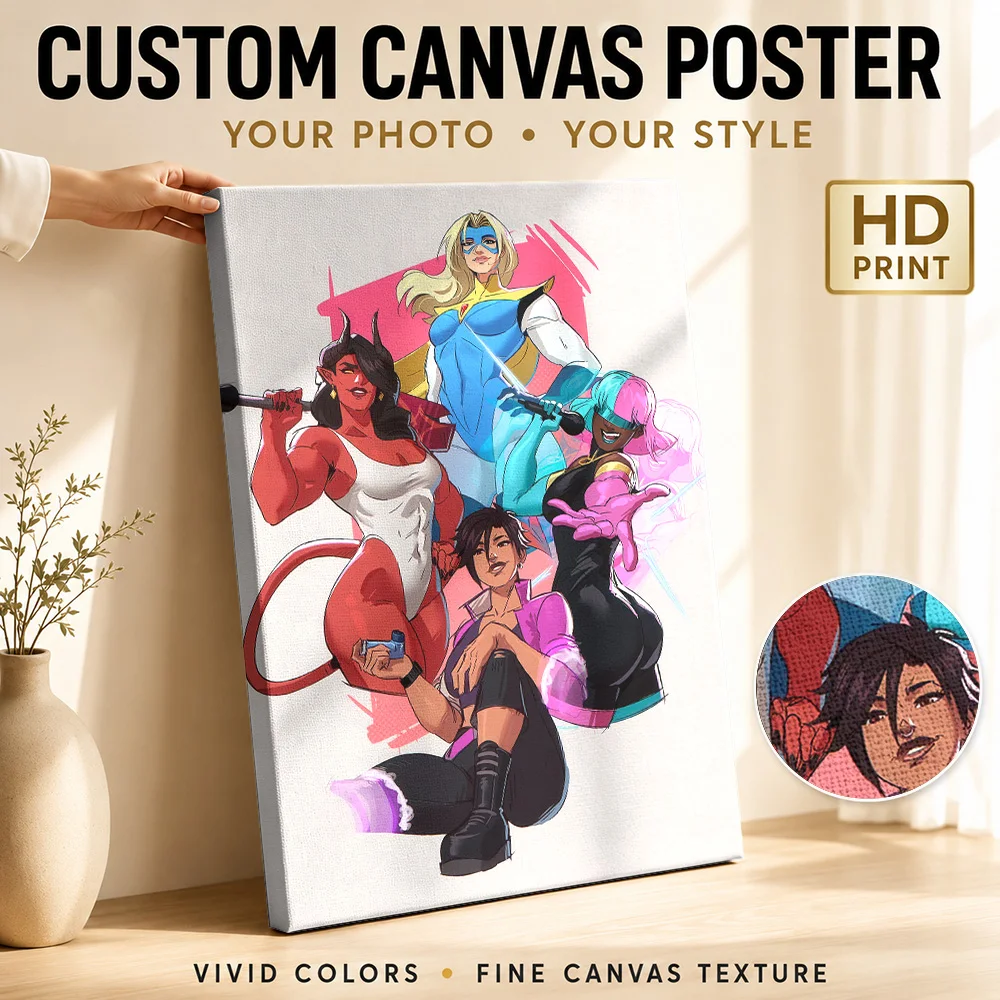 Diverse Group Of Female Superheroes Canvas Poster Custom Photo Modern Aesthetic Wall Art for Bedroom Decor Gift for Collectors
