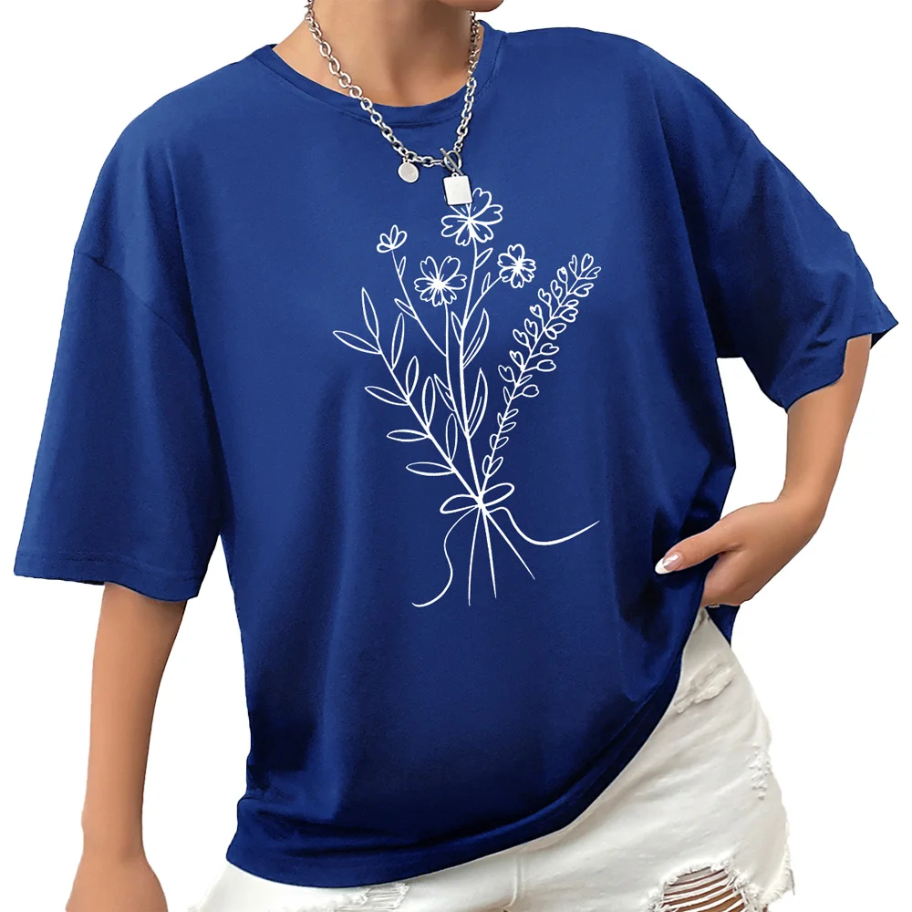 

Women's T-shirt casual interesting grass pattern print 2024 new T-shirt comfortable casual women's top T-shirt