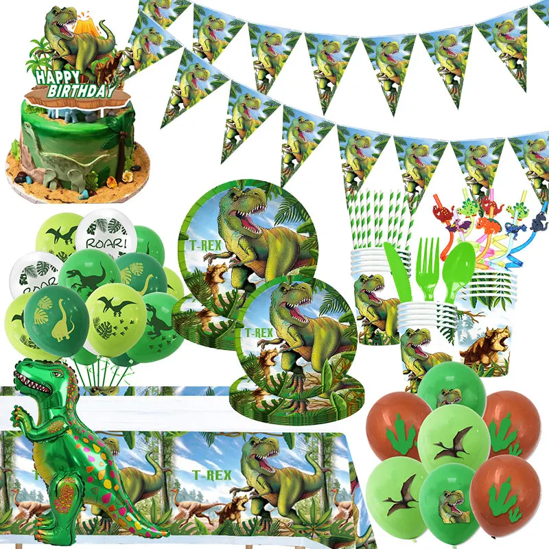 Jurassic World Dinosaur Birthday Party Decorations Tablecloth Banner Balloon Children\'s Birthday Party Supplies Baby Shower