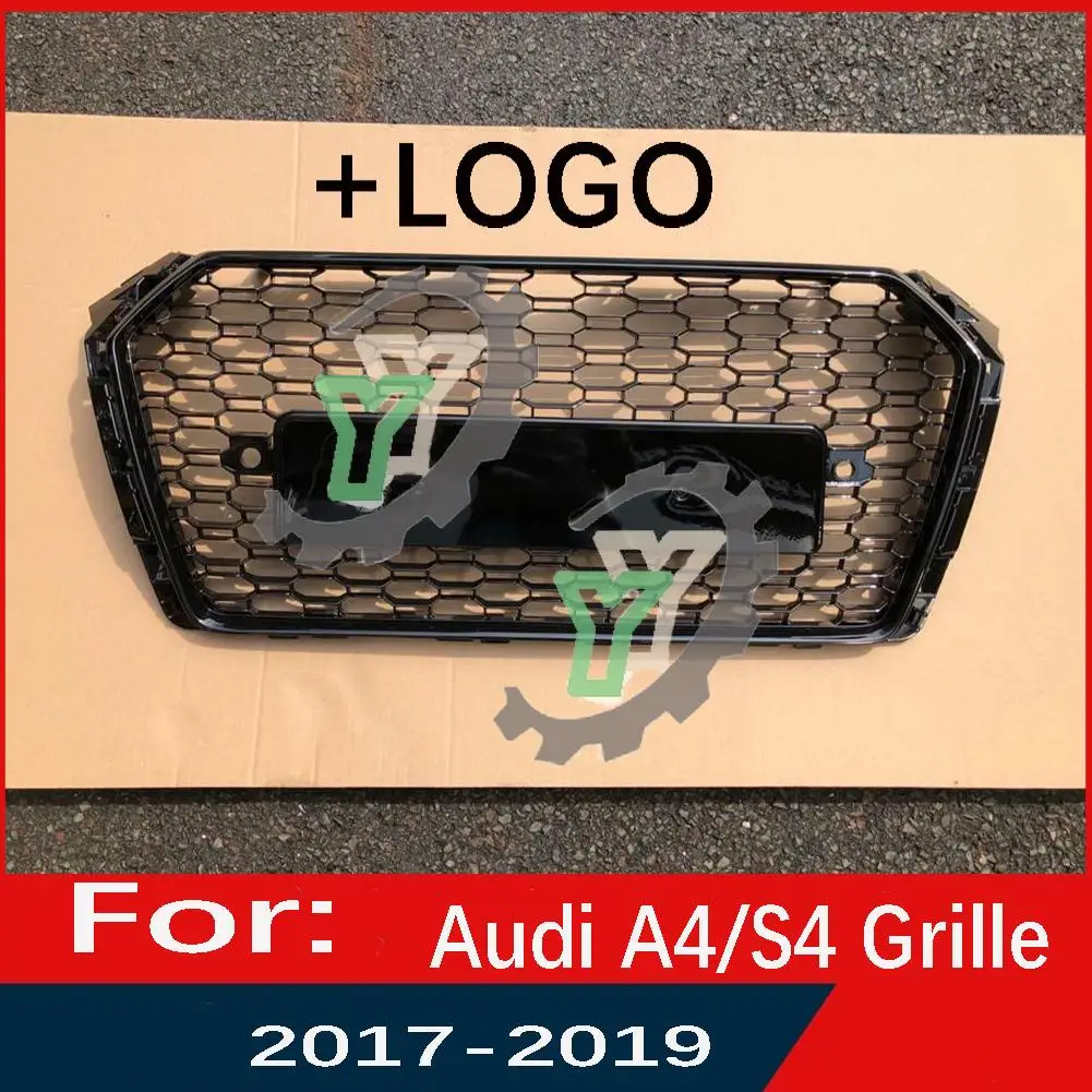 

For Audi A4/S4 2017 2018 2019 Car Front Bumper Grille Centre Panel Styling Upper Grill (Modify For RS4 style)