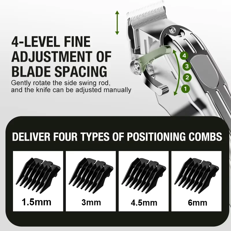 Máquina de Cortar Cabelo Masculina com Lâmina Totalmente Metálica, Máquina de Cortar Cabelo Elétrica, Máquina de Cortar Cabelo Elétrica Doméstica, Máquina de Cortar Cabelo para Salão de Beleza, Máquina de Cortar Pelos de Animais de Estimação de Alta Potência