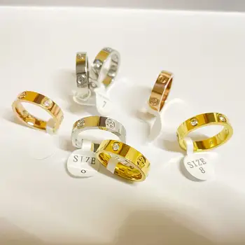 經典十字架不鏽鋼情侶對戒,玫瑰金配色,鑲嵌鋯石,奢華珠寶,婚禮禮物 10 最佳銷售 卡地亞耳環 - №9