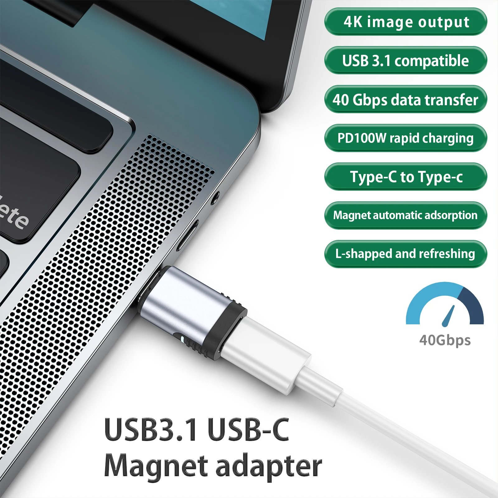 PD 100W USB3.1 Magnetic Adapter USB C To Type C 40Gbps Fast Charging Magnet Converter Cable Connector 4K@60Hz USB Type C Adapter