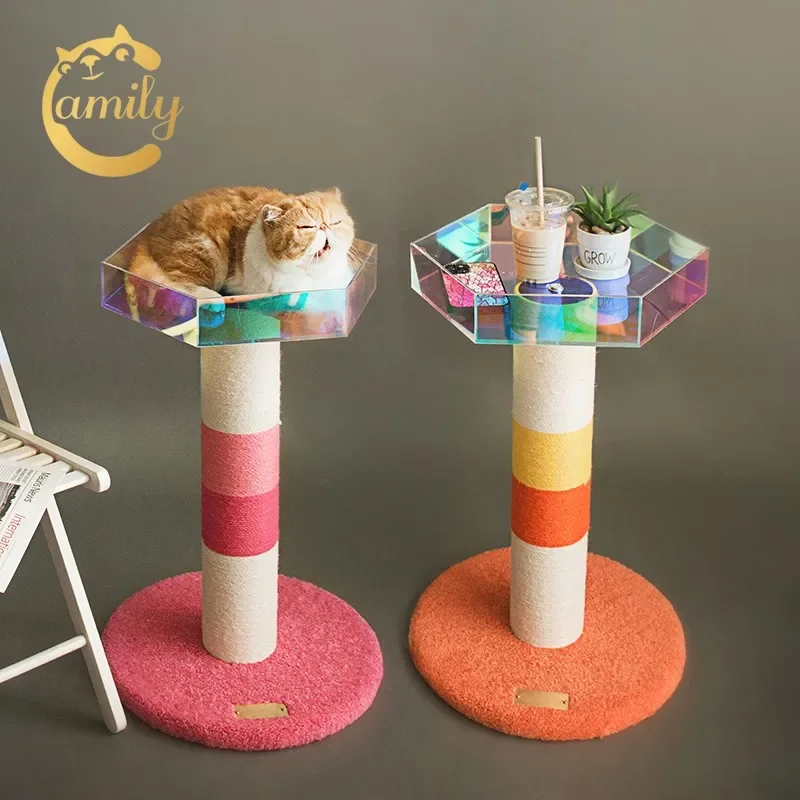 Camily New High Quality Sisal Cat Scratch Post Cat Tree Scratcher Post House With Flowers Ladder