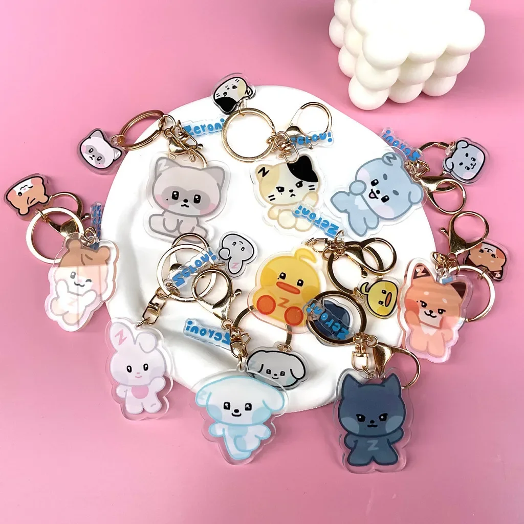 Kpop ZEROBASEONE ZB1 Cute Cartoon Acrylic Keychain Bag Pendant Keyrings