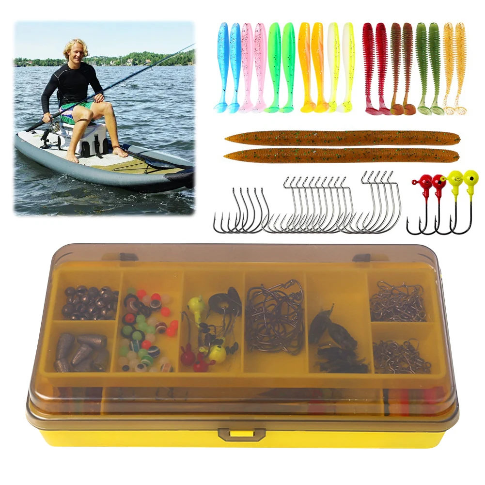 

Fishing Lure Set Soft and Hard Bait Jig Hooks Sinker Weights Fishing Accessories Gifts for Men
