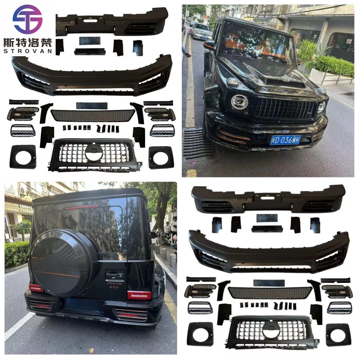 New Plastic Front Bumper Grille with Red Ring for Exceptional GLS G Class Model Body Kit