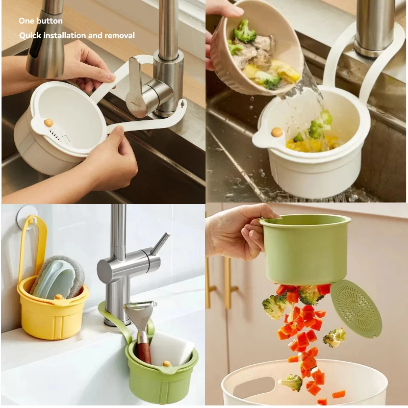 

Креативная подвесная корзина-сето для раковины, открывающаяся нижняя крышка, быстро сливной кухонный фильтр для мусора, многофункциональный съемный