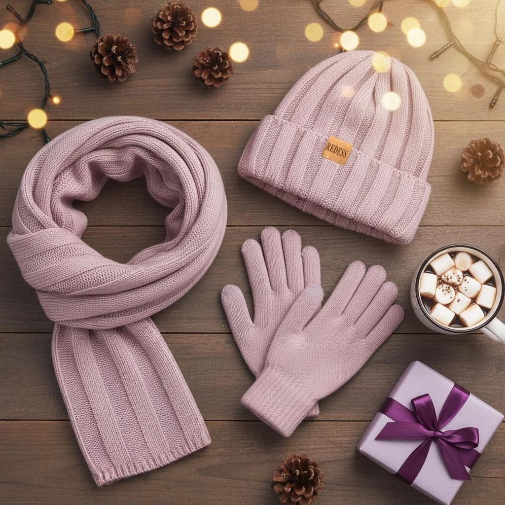 

Комплект из 3 предметов: женская зимняя шапка, шарф и перчатки. Теплый вязаный комплект с флисовой подкладкой, мягкий и эластичный, для повседневной носки в холодную погоду.