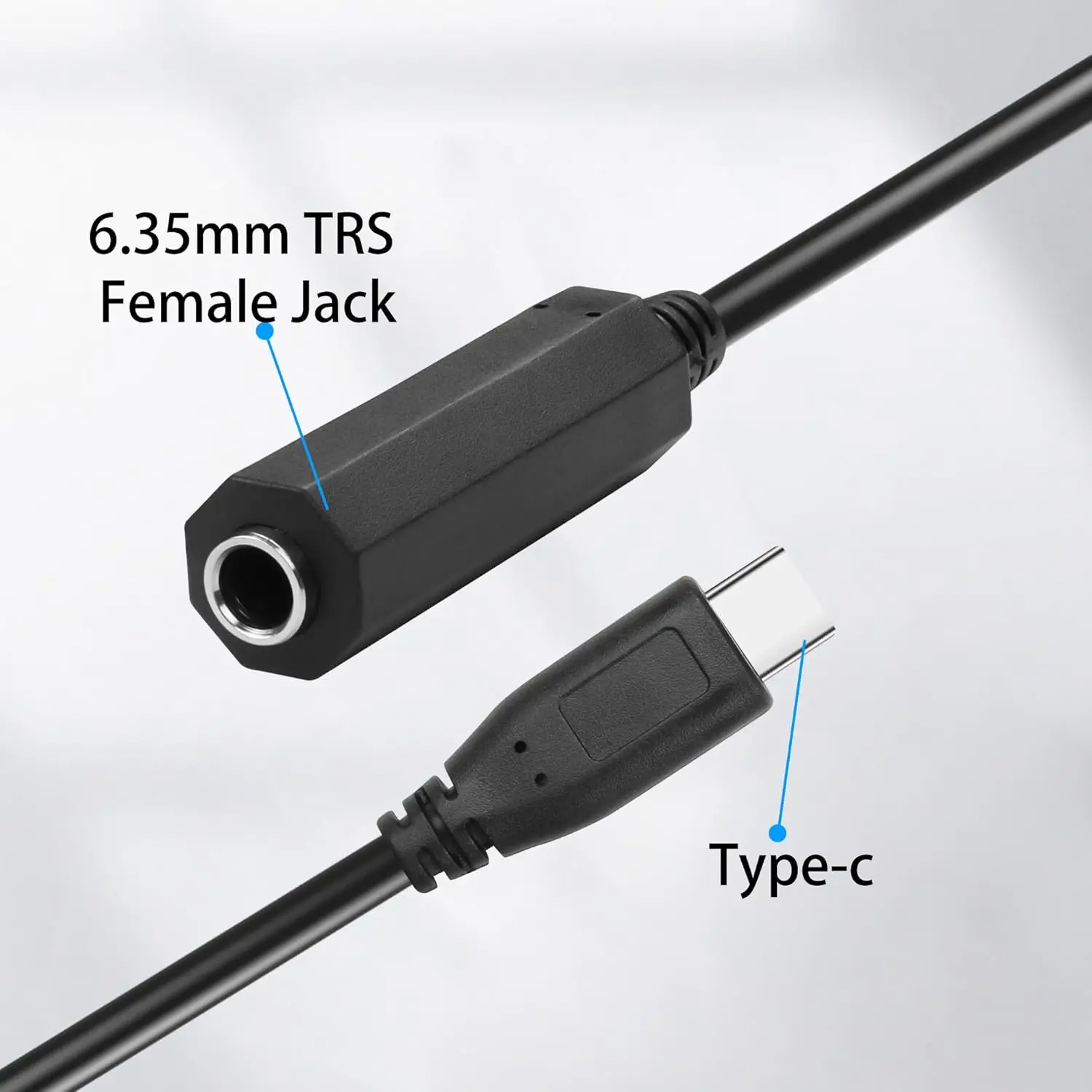 6.35mm TRS Female Stereo to USB Type C Male Aux Audio Headphone Adapter Cable for Amplifier Mixer Home Theater Smartphone Laptop