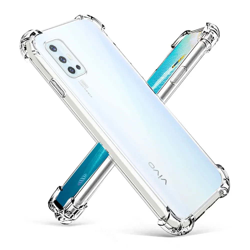 Tampa traseira do airbag à prova de choque transparente para vivo, silicone transparente, caixa macia do telefone, TPU Protect, V17, V19 Neo, V19