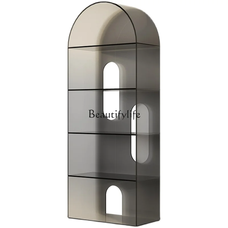 

Nordic Acrylic Transparent Arched Bookshelf Living Room Light Luxury Floor Multi-Layer Wall