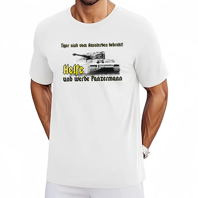 تهديد النمور مع الانقراض! الحرب العالمية الثانية الألمانية النمر تانك تي شيرت 100% القطن س الرقبة قصيرة الأكمام الصيف عادية رجالي تي شيرت