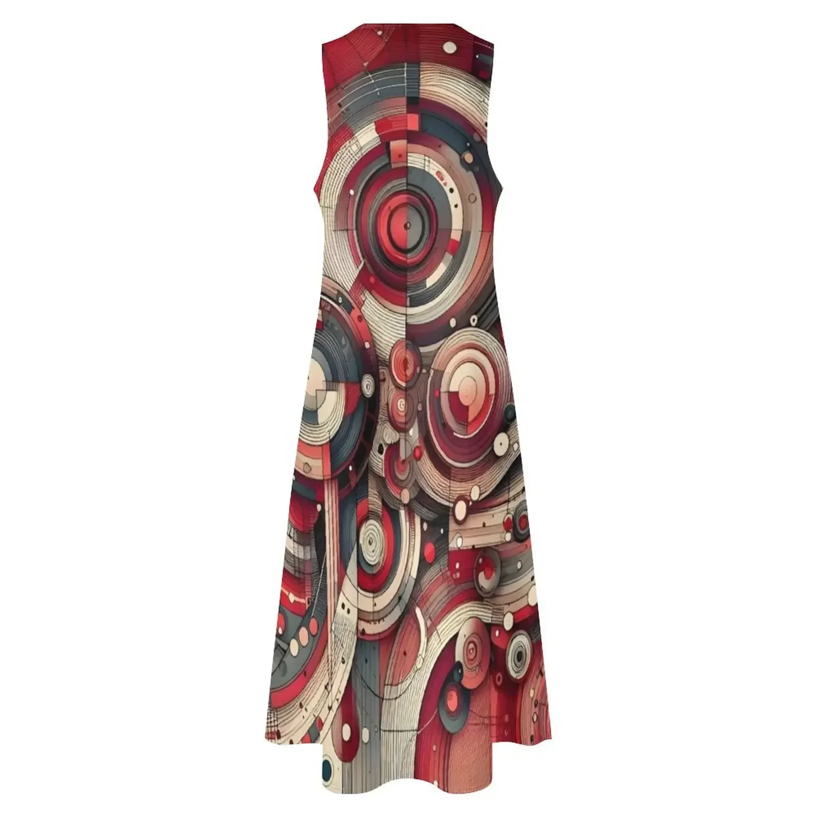 Vestido largo con diseño de círculos abstractos rojos, vestidos de verano para mujer 2025, vestido de fiesta, vestidos de noche de verano para mujer