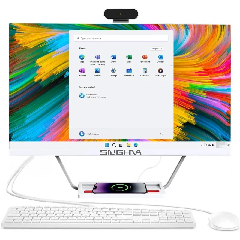 كمبيوتر الكل في واحد 24 بوصة، شاشة FHD، i7 رباعي النواة، Windows 11، 16 جيجابايت رام، 512 جيجابايت SSD، شحن لاسلكي، لوحة مفاتيح وماوس سلكية #1