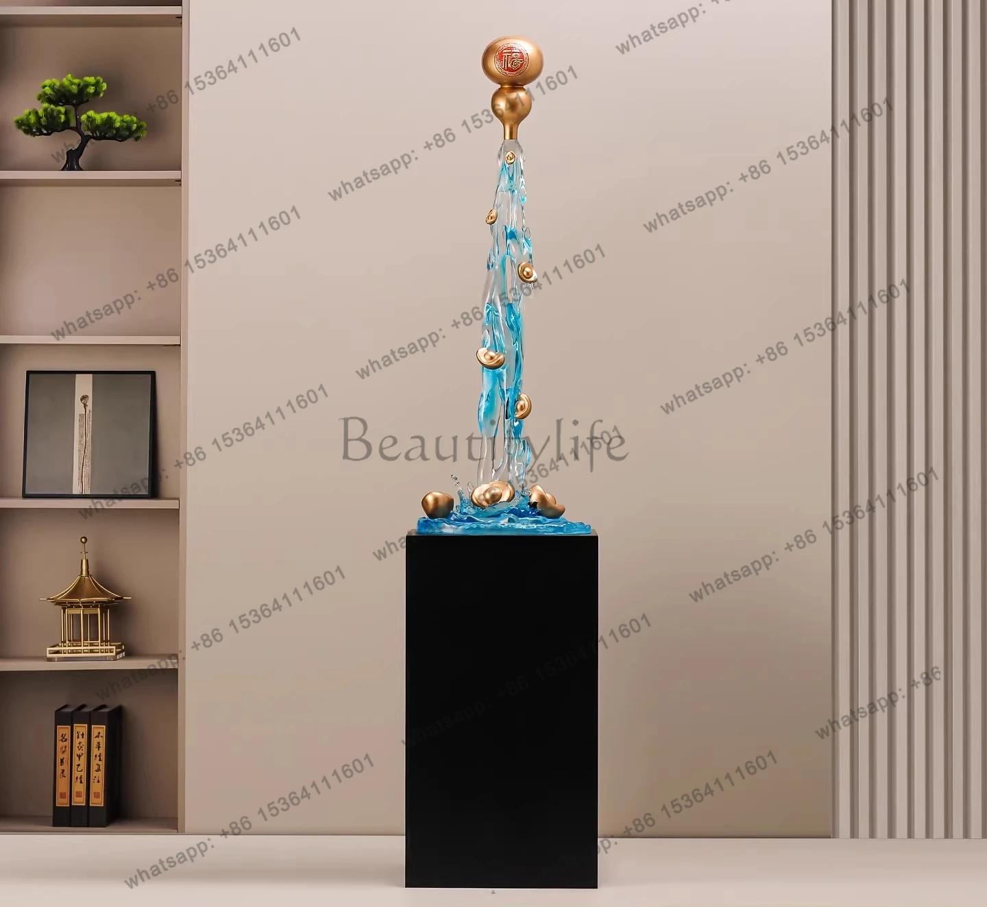 Entrance to the entrance, screen landscaping, wealth flowing water hyacinth, living room light luxury high-end floor ornaments