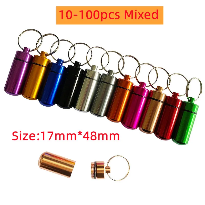 100Pcs Waterproof Case Keychain Box Organizer Travel Container to Hold Supplements