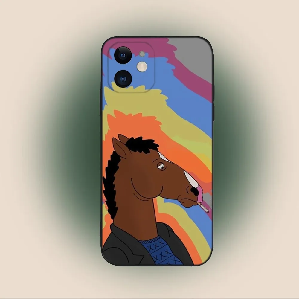 B-BoJack Horsemans Phone Case For iPhone 15,14,13,12,11,Plus,Pro Max,XS,X,XR,SE,Mini,8,7 Soft Silicone Black Cover