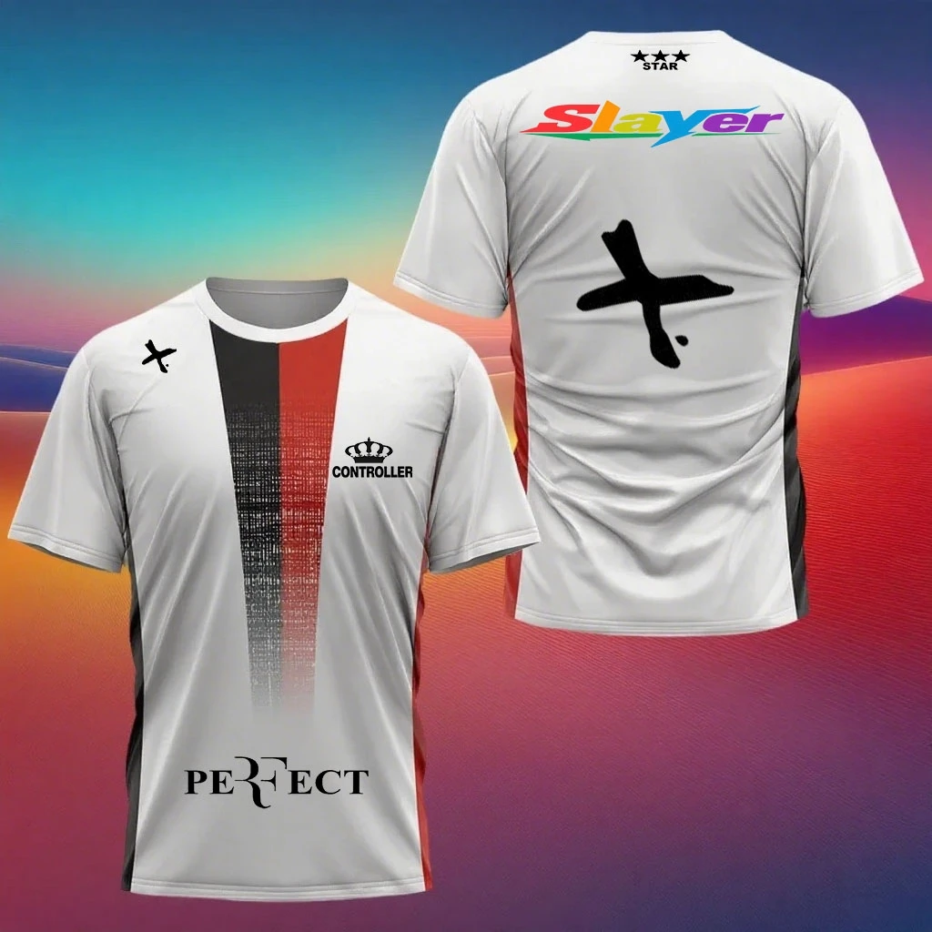 

2025 New Men's Fashionable Printed Short Sleeved T-shirt Football Shirt Sports T-shirt Bike Riding Short Sleeved Loose T-shirt