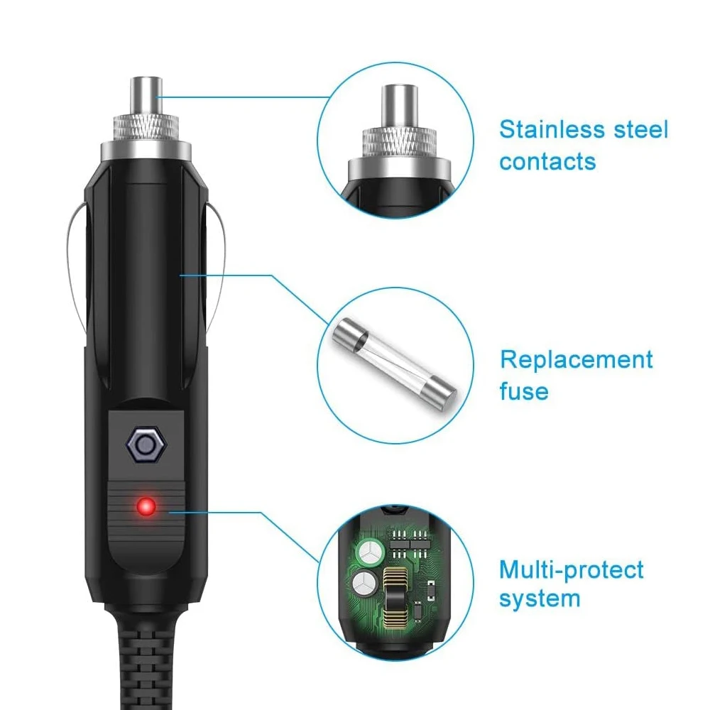 12 فولت 2A شاحن سيارة ل مشغل دي في دي محمول ، وسادة مقعد ، غس ، المحمولة علب الاغذية ، المتكلم ، تيار مستمر 5.5x2.1 مللي متر مع 5 موصلات