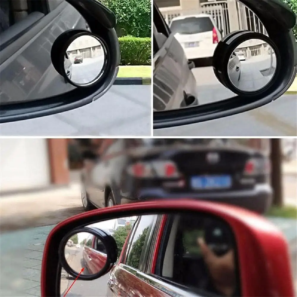 2 x Small Round Car Reversing Mirrors Car Auxiliary Mirror Small Round Blind Spot Mirror Wide Angle Adjustable Small Round