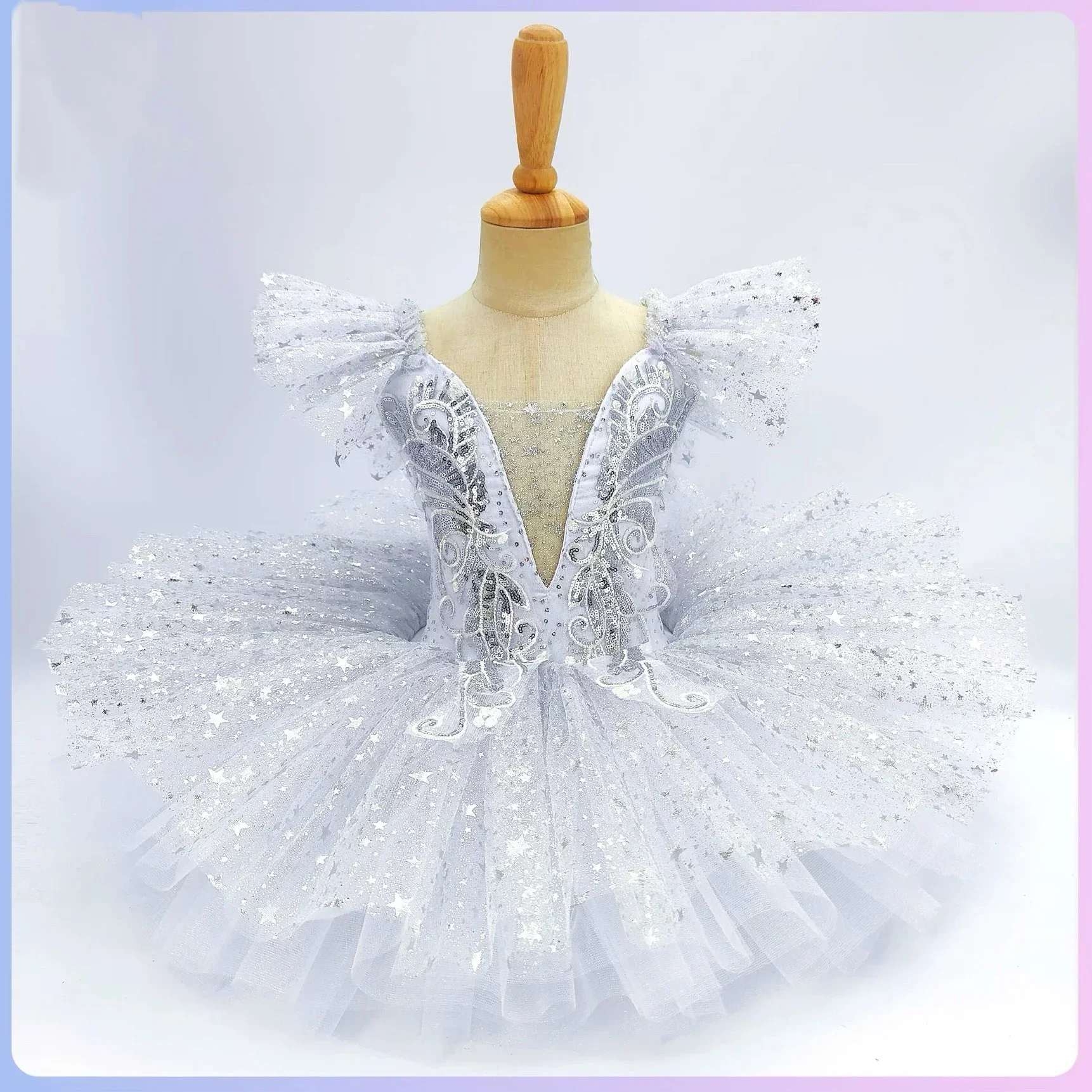 Children's Ballet Tutu Skirt, Girls' Dance Skirt, Golden Sequin Ballet Skirt, Ballet Performance Costume, Long Princess Skirt