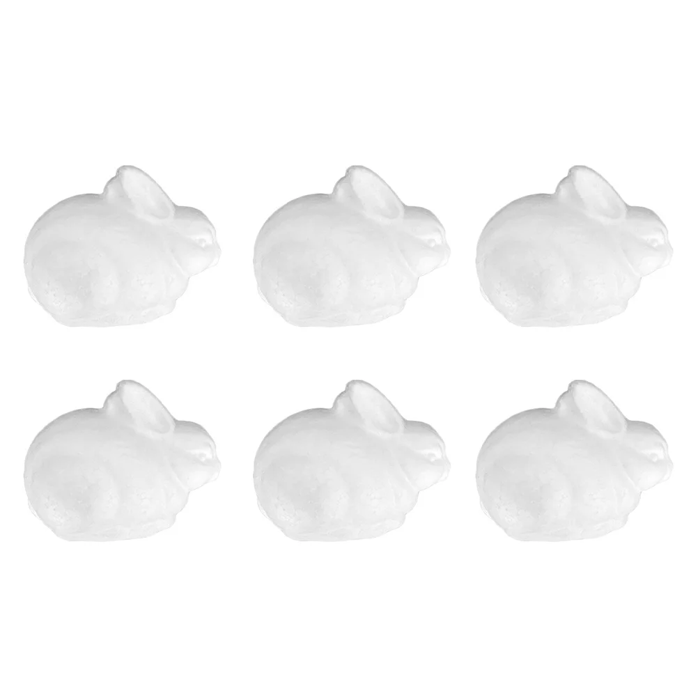 

6 pcs Foam Rabbits 3D Painting Molds White Rabbit Shape Crafts For Easter Decorative Animal Models Teaching Tools Party