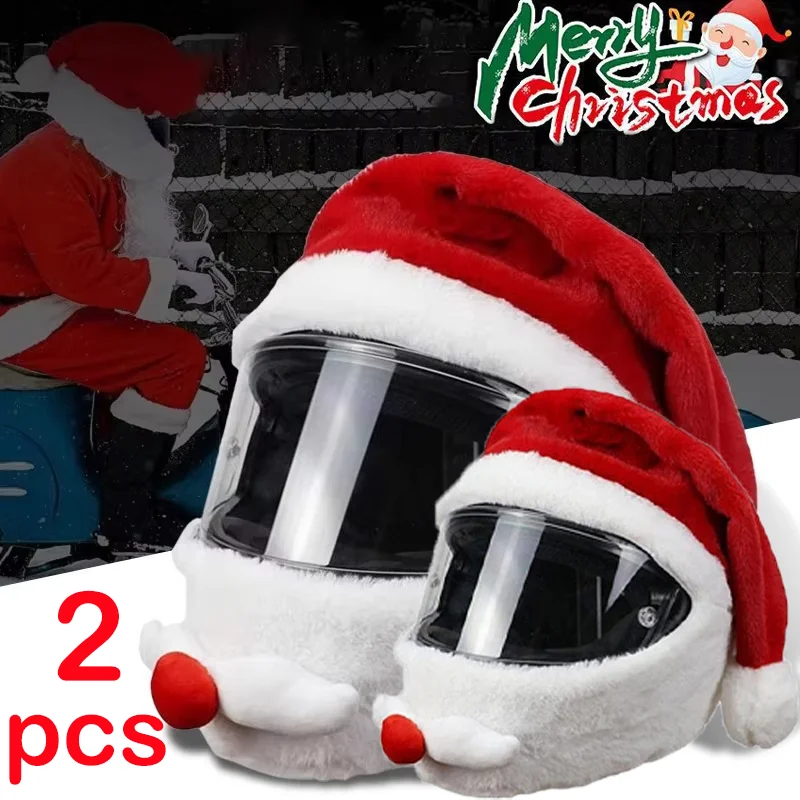 

2pcs Christmas Motorcycle Helmet Hat Best-selling Funny Outdoor Warm Full Helmets Best Christmas Gifts Motorbike Equipments