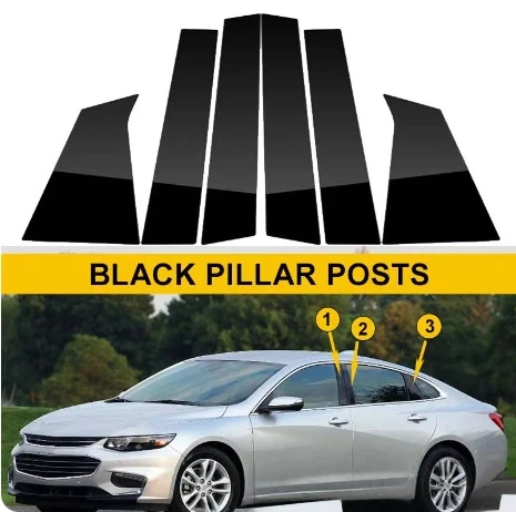 

For Chevrolet 16-21 Malibu XL window trim strip, bright black center pillar sticker