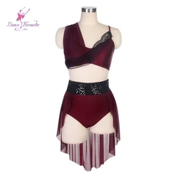 Dance Favourite Dance Costumes 19606 Burgundy Spandex Bodice Ballet dress  Ballet costume Lyrical Dance Dress with Short skirt