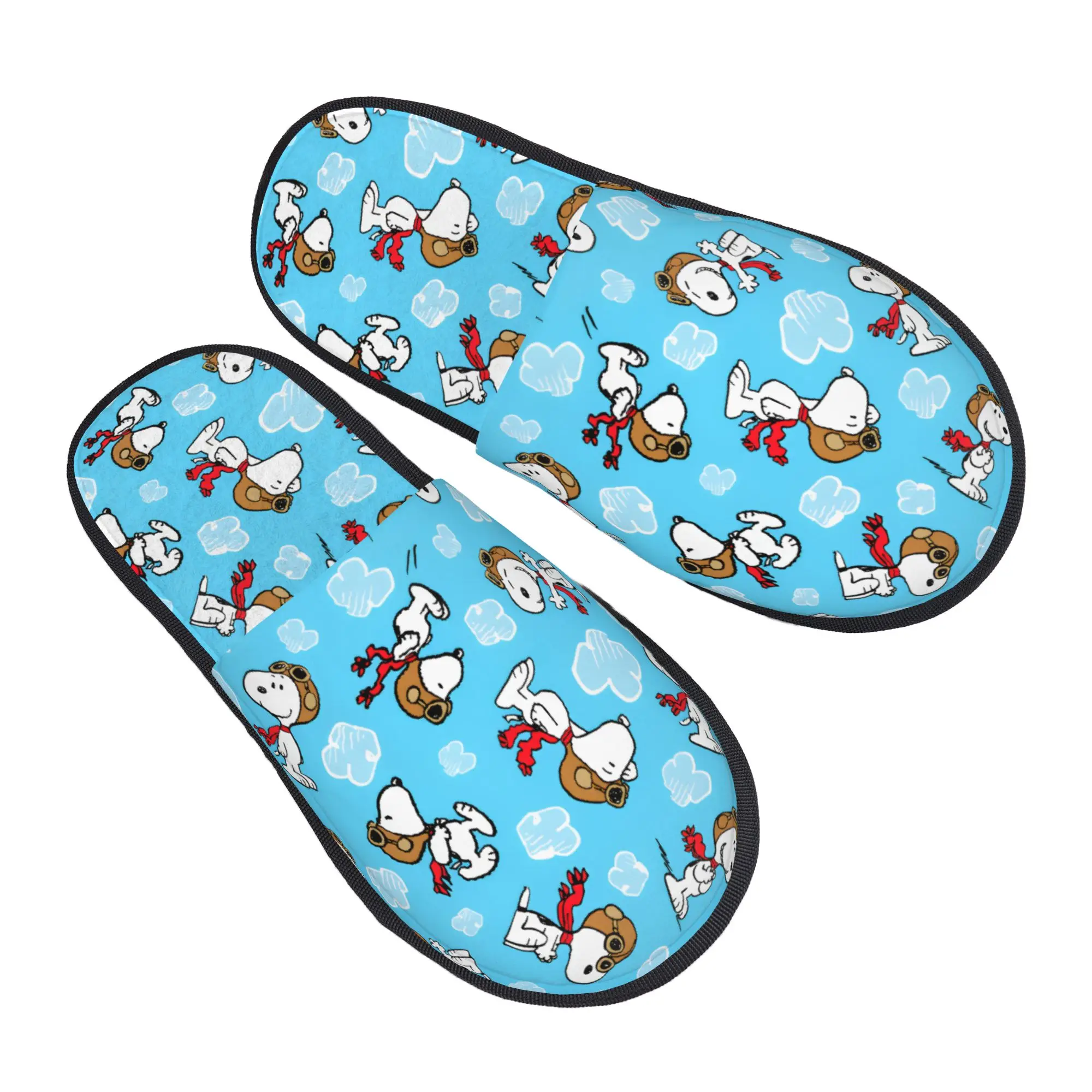 Custom S-snoopies Cartoon Memory Foam Slippers Women Cozy Warm Dog Anime House Slippers