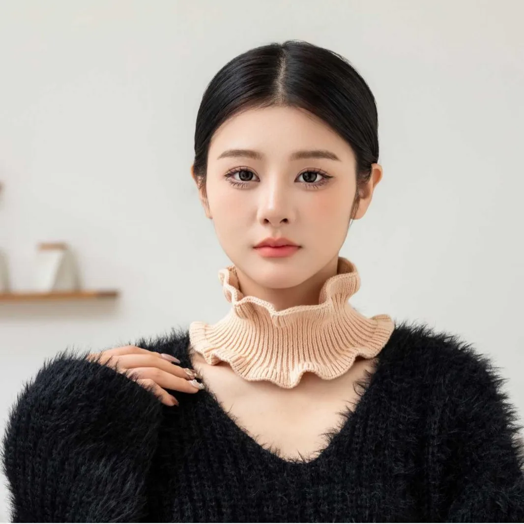 

Женский шарф-воротник в корейском стиле — однотонный длинный двусторонний вязаный шерстяной пуловер, теплый воротник-шарф