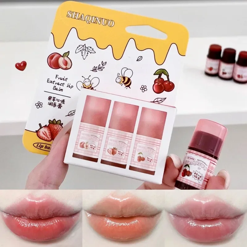 Hydraterende Lippenbalsem Set Lippenstift Make-Up Fruit Gekleurde Natuurlijke Plant Basis Lipgloss Anti-Aging Anti-Kraken Lippen Verzorging Cosmetisch