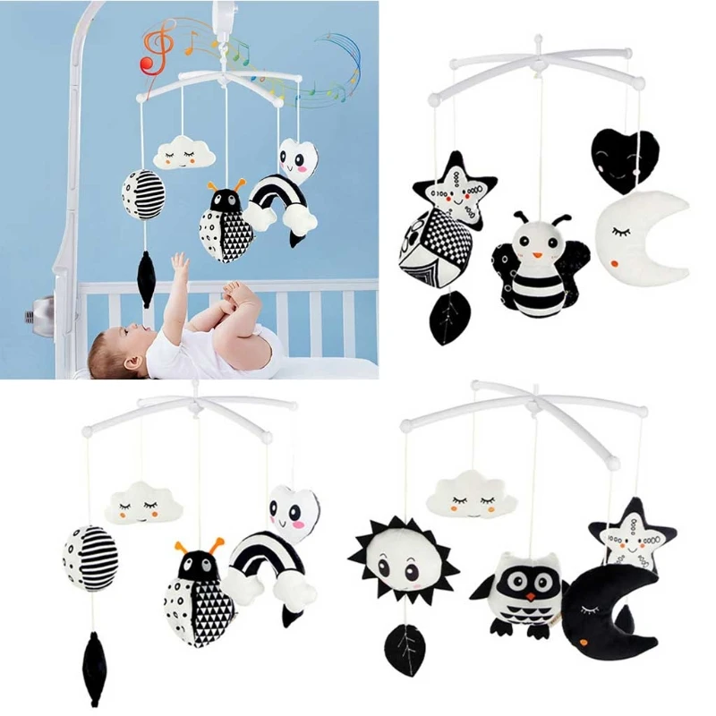 Lit bébé lune étoile, fournitures décoration en peluche avec cloche à l'intérieur, jouet interactif, cadeau pour bébé,