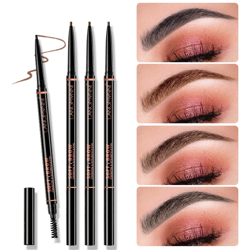 4 Colors Automatic Rotation Eyebrow Pencil Double-ended Eyebrow Pencil Brow Brush Natural Look Lasting Brow Enhancer Cosmetic