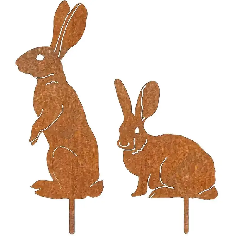 

Bunny Yard Sign Metal Art Garden Stakes Spring Decor 2X Iron Indoor Outdoor Decor Easter Decorations For Outside Porch Lawn