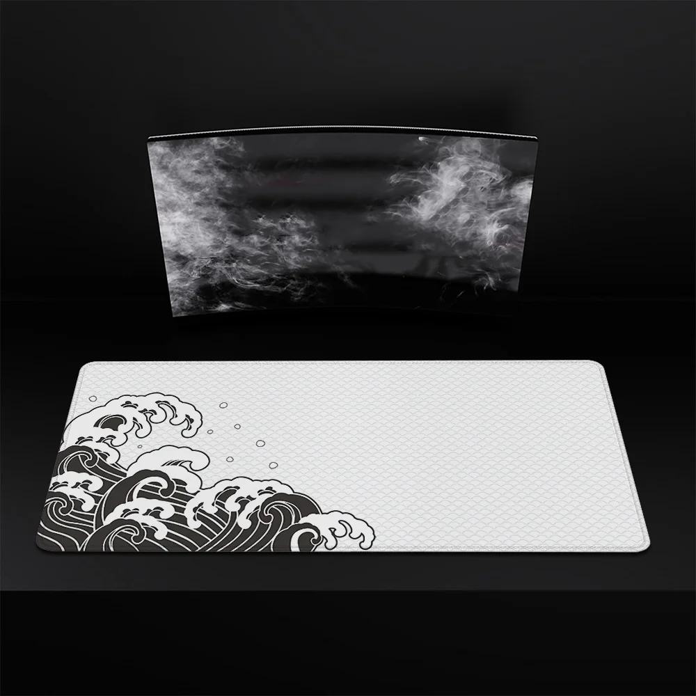 Large Mouse Pad Japanese-style Waves 900x400 Gaming Setup Accessories Computer Mat Desktops Pc Gamer Mousepad Keyboard Desk Mats