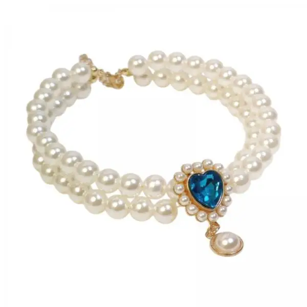 Cat Dog Collars Pearl Pet Necklace Adjustable Elegant Bead Accessory for Kitten Puppy Costume