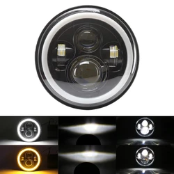 Tiypeor Universele Ronde Motorfiets Offroad Koplamp 7Inch Geel/Whitedrl Koplamp Voor Harley Indian Honda Jeep Extra Licht